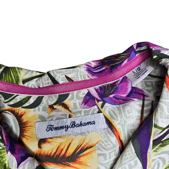Tommy Bahama silk artist series vintage Hawaiian Floral Short-Sleeve Button Shir - Picture 7 of 9